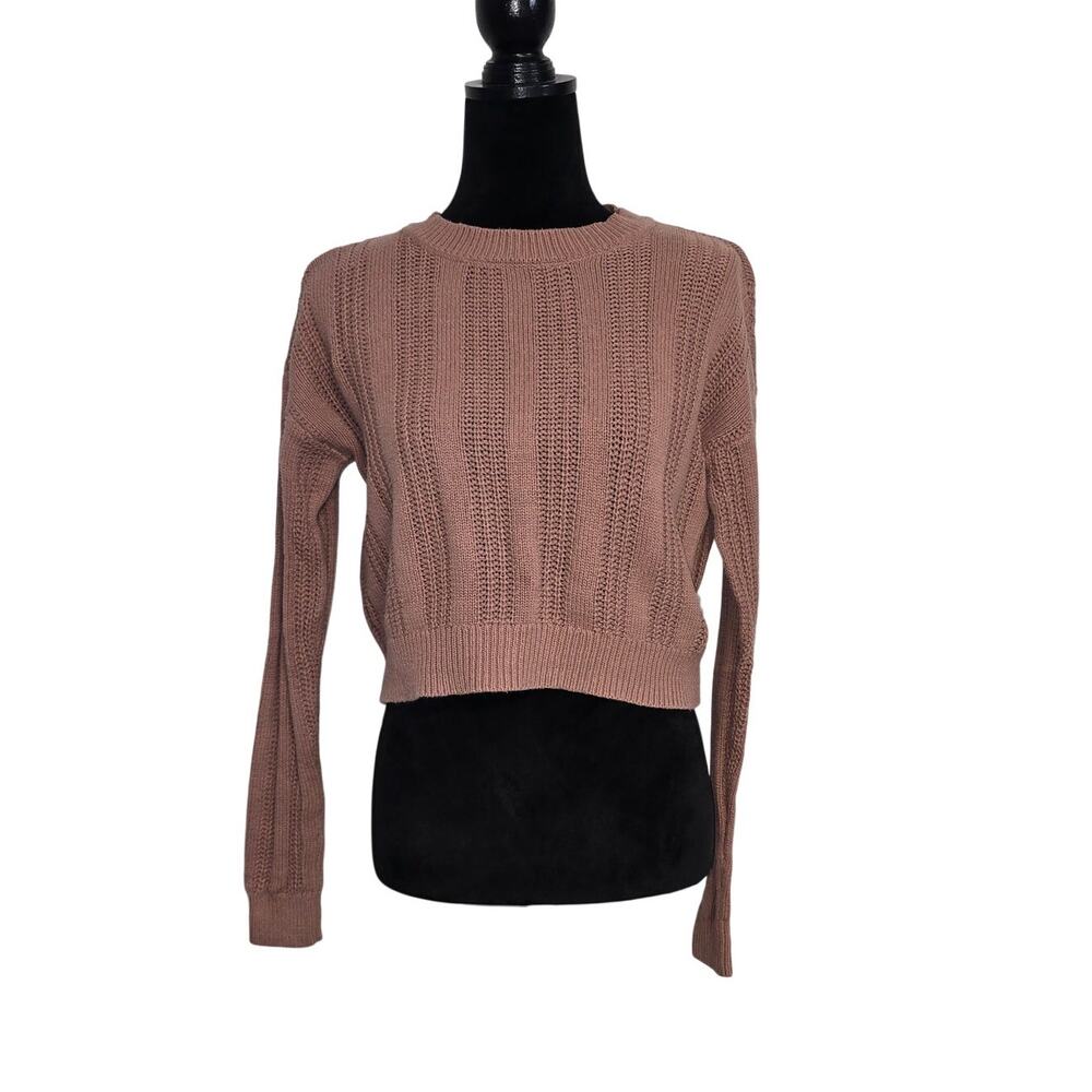 Aeropostale Mauve Cropped Open Knit Sweater Size Small